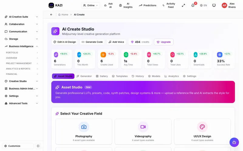 KAZI AI Create studio generating branded content, images and copy