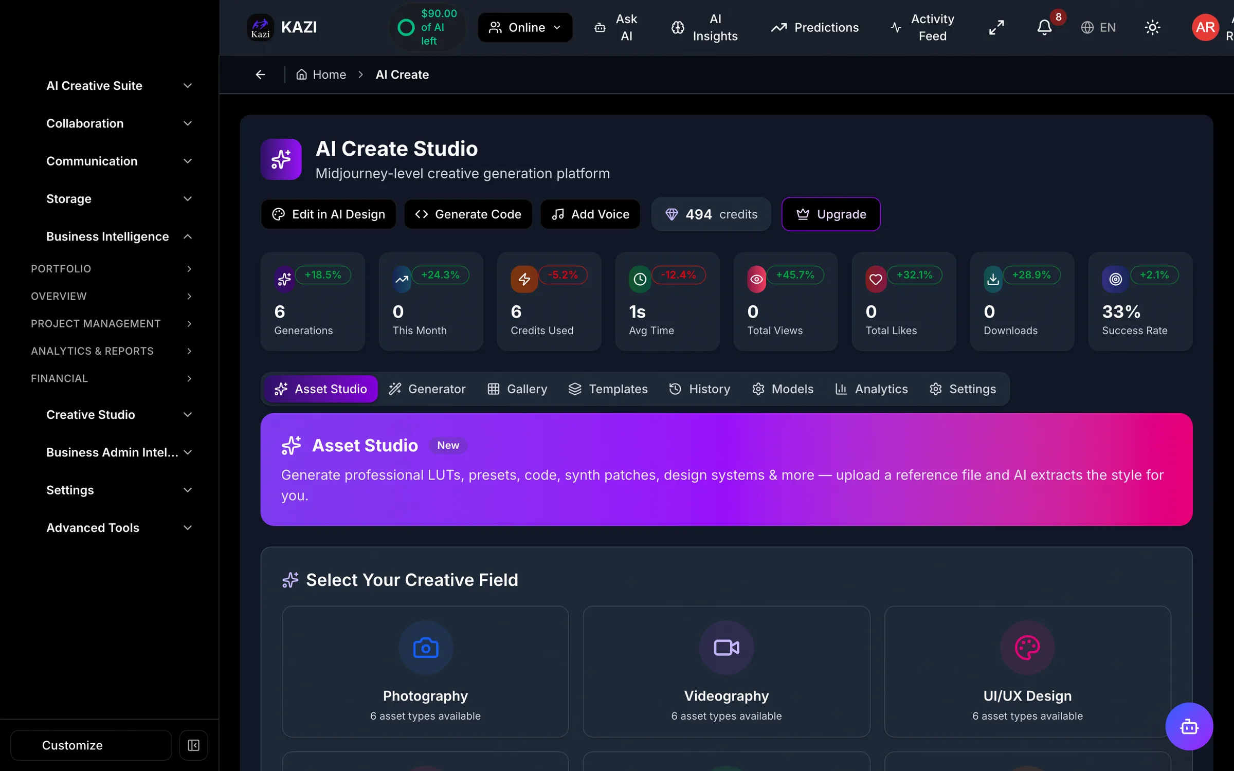 KAZI AI Create studio generating branded content, images and copy